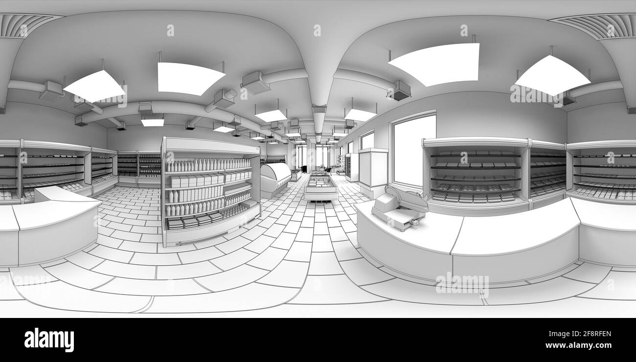 interior visualization, spherical panorama, 3D illustration Stock Photo ...