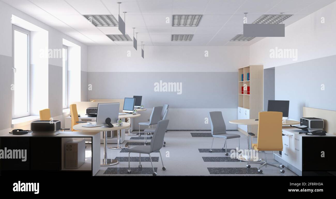 office, interior visualization, 3D illustration Stock Photo - Alamy