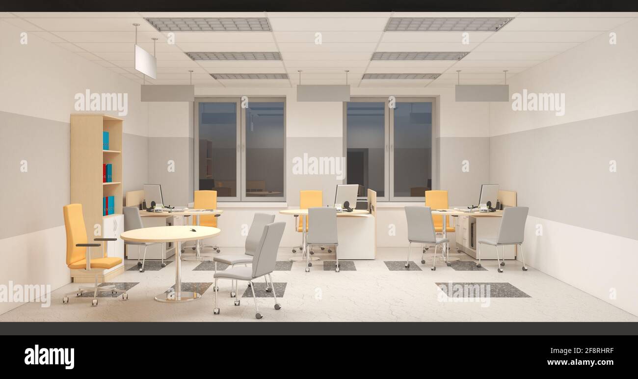 office, interior visualization, 3D illustration Stock Photo - Alamy