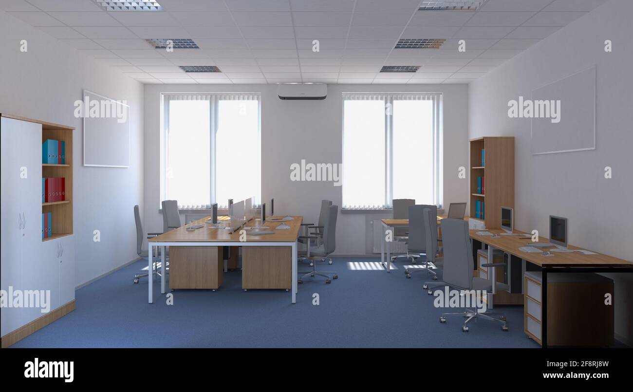 office, interior visualization, 3D illustration Stock Photo - Alamy