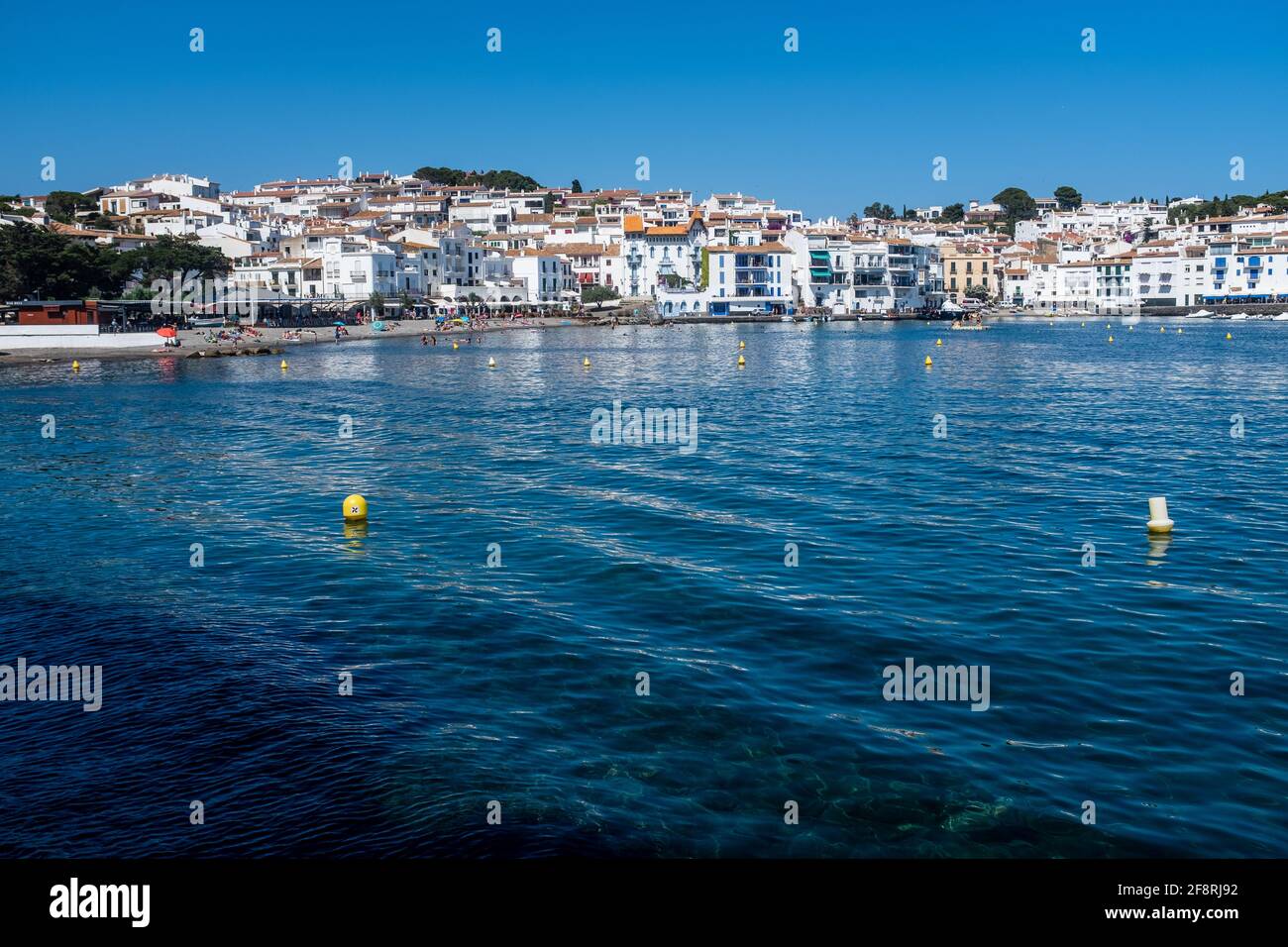 The charming landscape of the small town of Cadaqués in Catalonia, with its typical white painted houses. Stock Photo