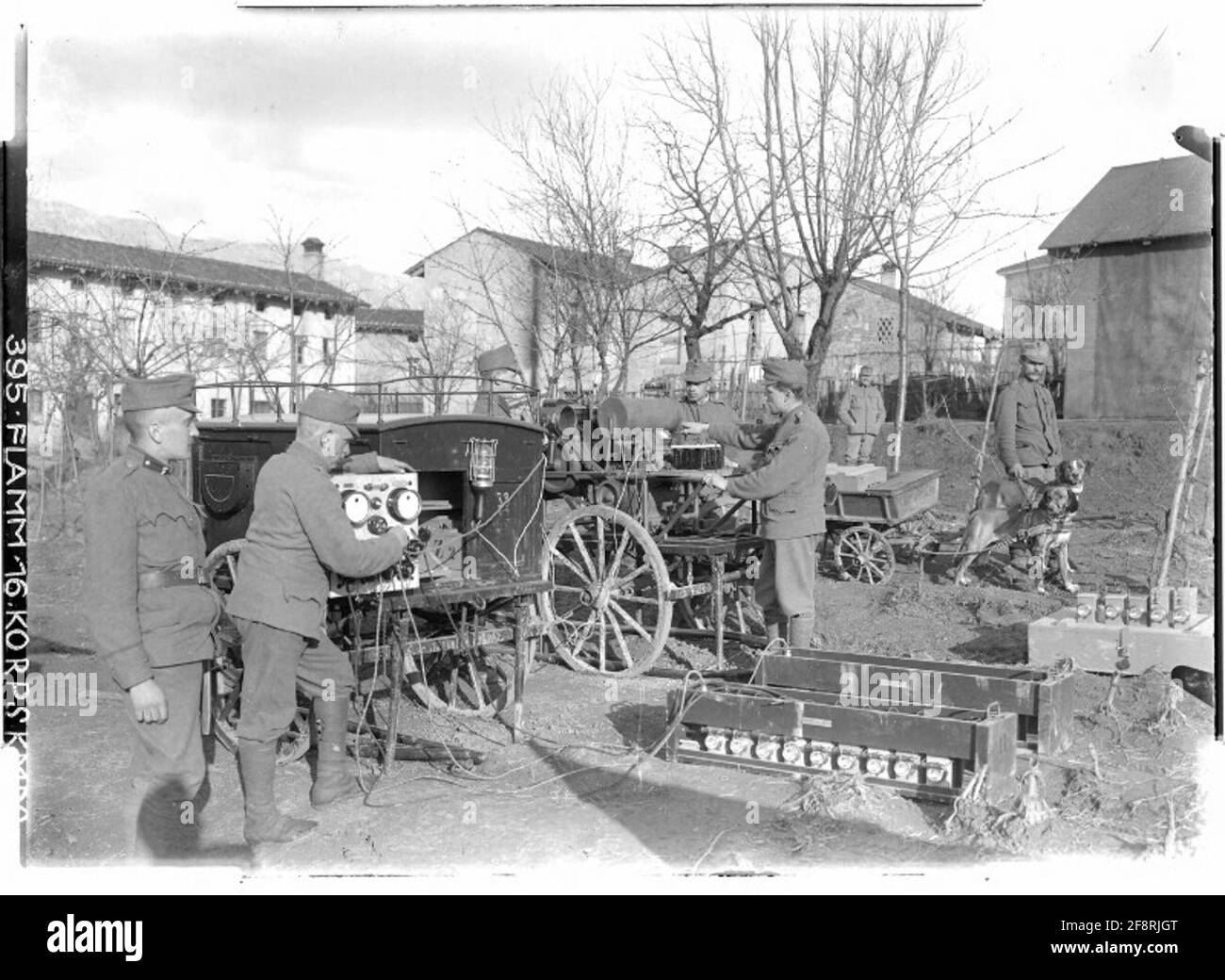 Accumulator vehicle charging hand-lamps, Dornberk Photographer 16. Korpskommando. Stock Photo