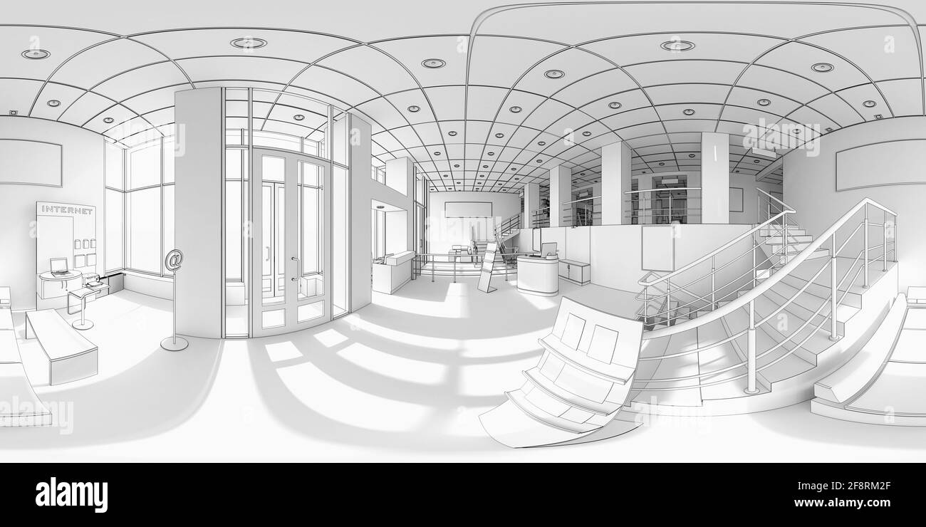 interior visualization, spherical panorama, 3D illustration Stock Photo ...