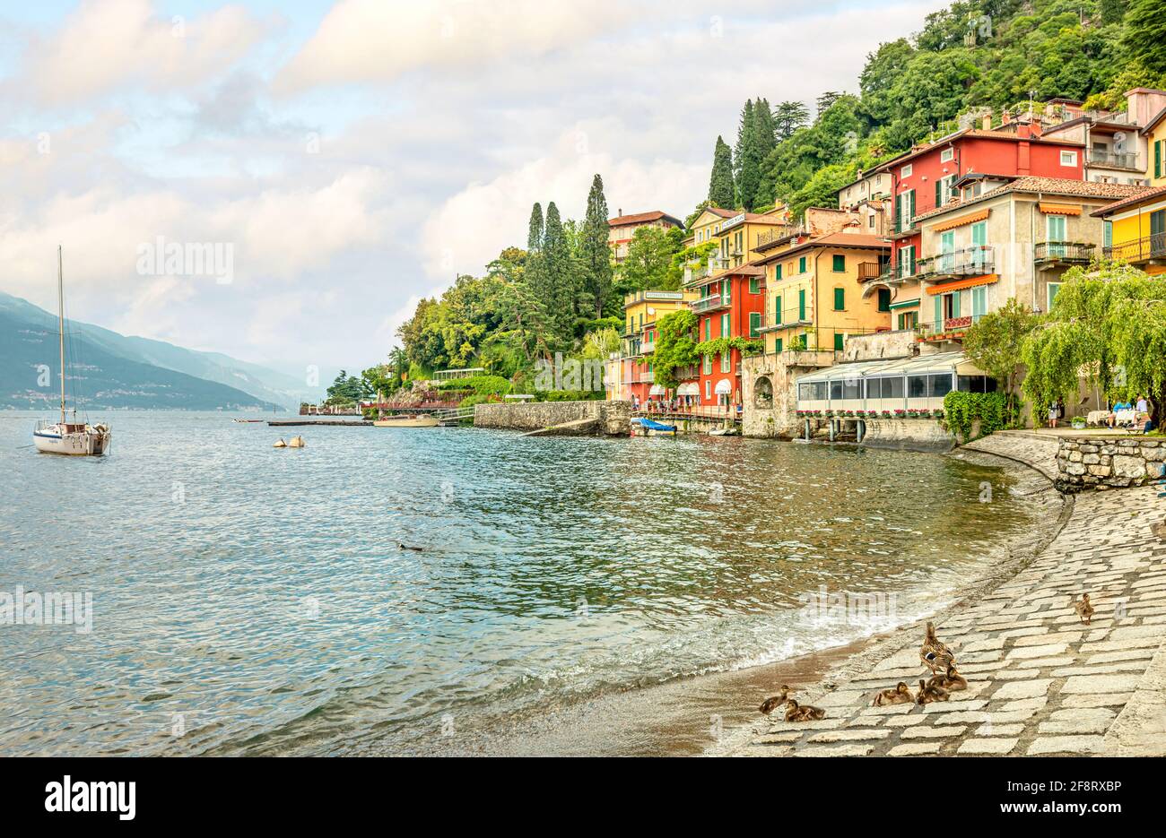 Waterfront of Varenna at Lake Como, Lombardy, Italy Stock Photo