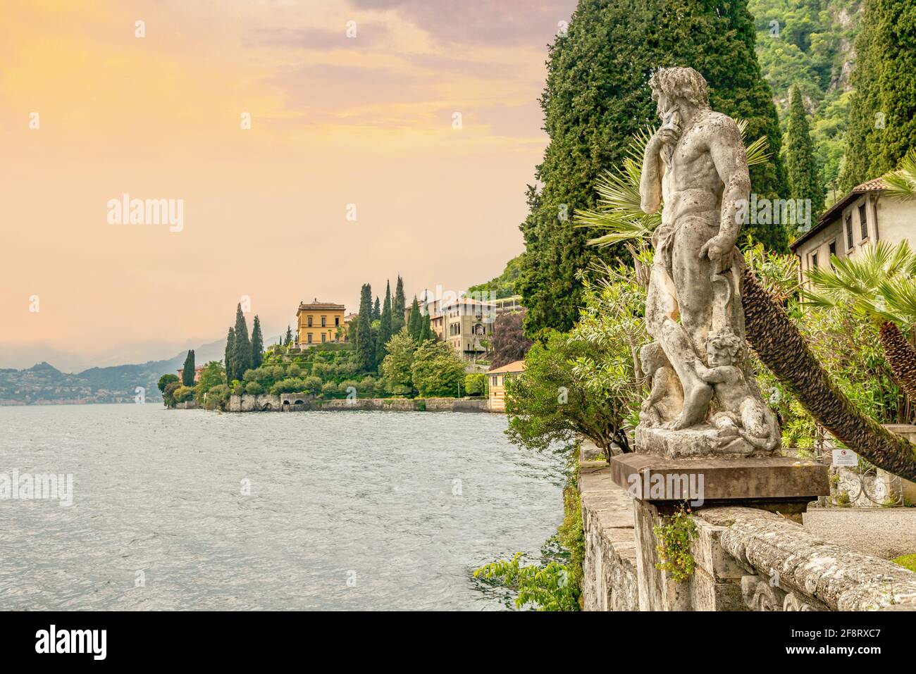 Ancient sculpture at the botanic Garden of Villa Monastero, Varenna, Lombardy, Italy Stock Photo