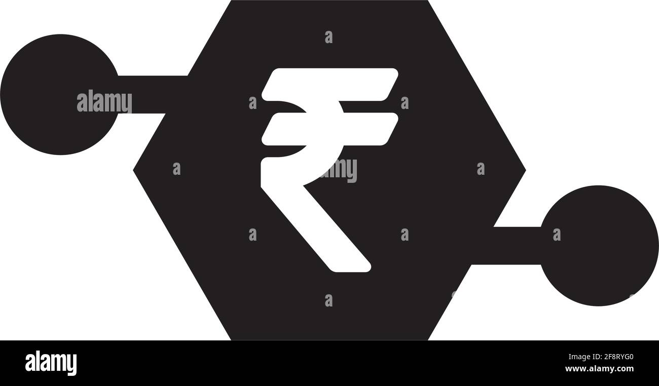 Digital rupee currency icon vector symbol and sign for digital ...