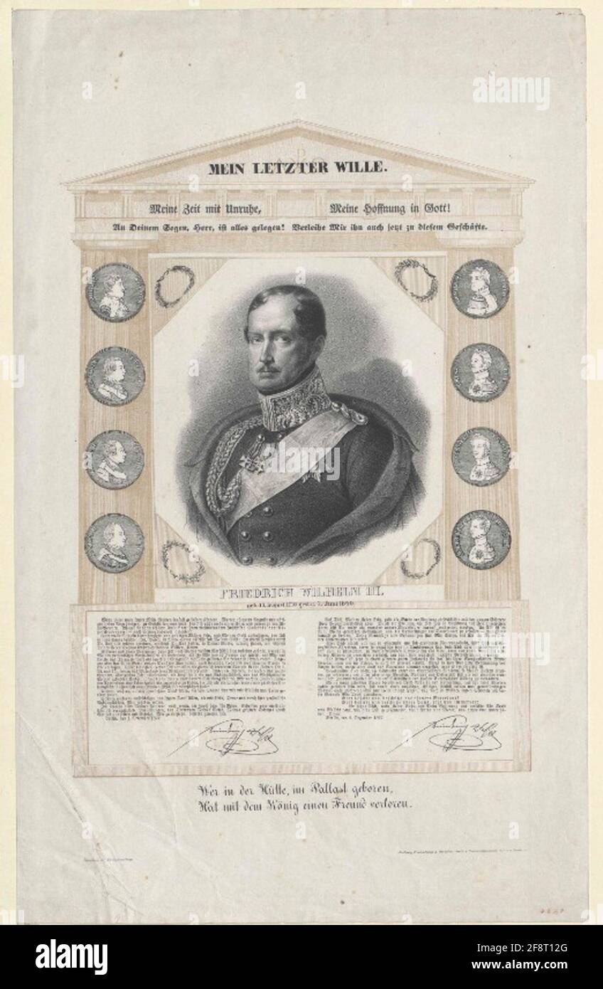 Friedrich Wilhelm III., King of Prussia. Stock Photo