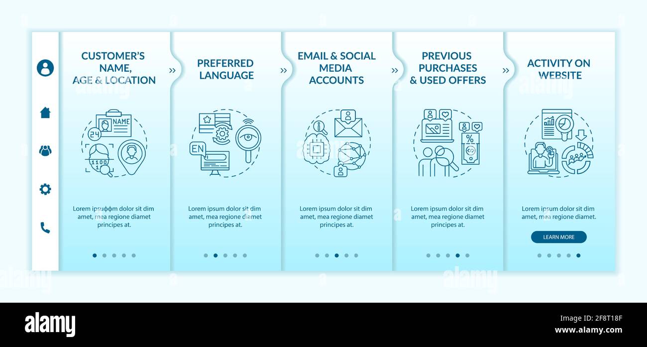 Smart content analytics criteria onboarding vector template Stock Vector