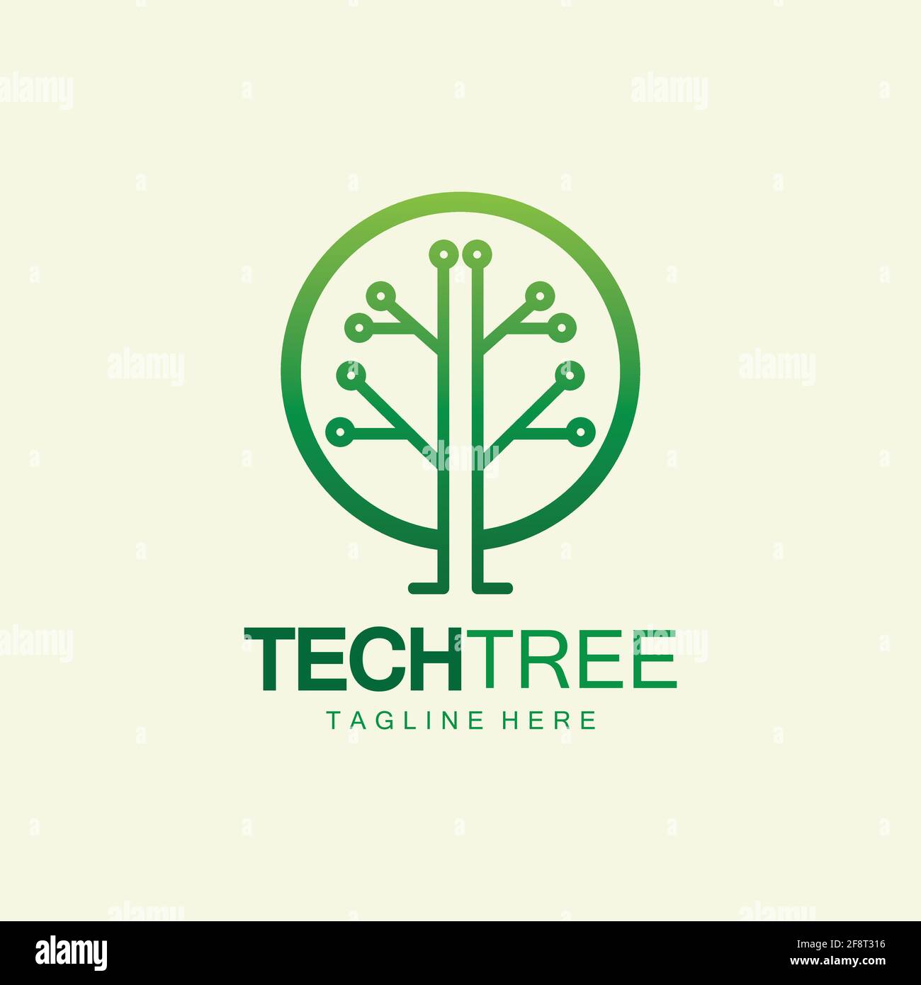 tech tree logo concept,green network technology logo vector.tech tree electrical circuit digital logo vector icon Stock Vector