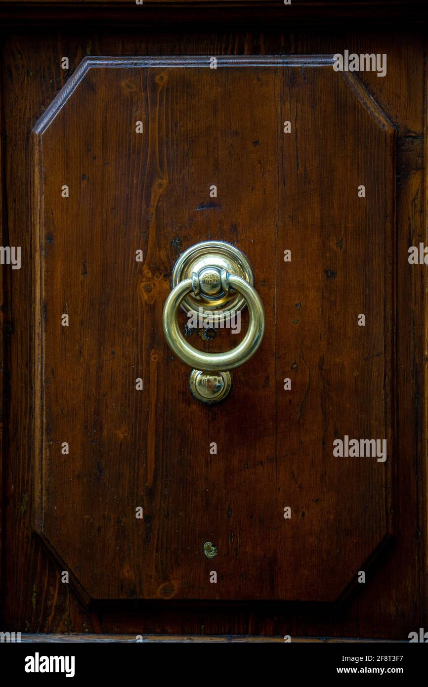 Shiny Brass Ring Door-knocker Stock Photo