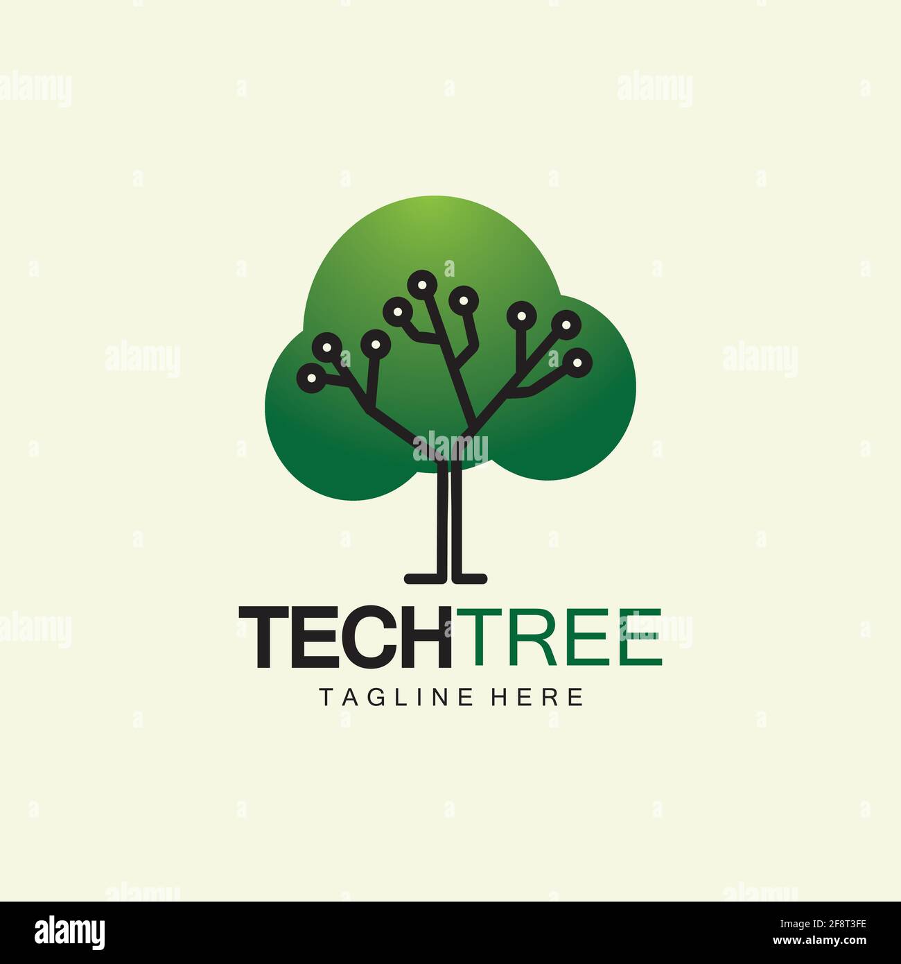 tech tree logo concept,green network technology logo vector.tech tree electrical circuit digital logo vector icon Stock Vector
