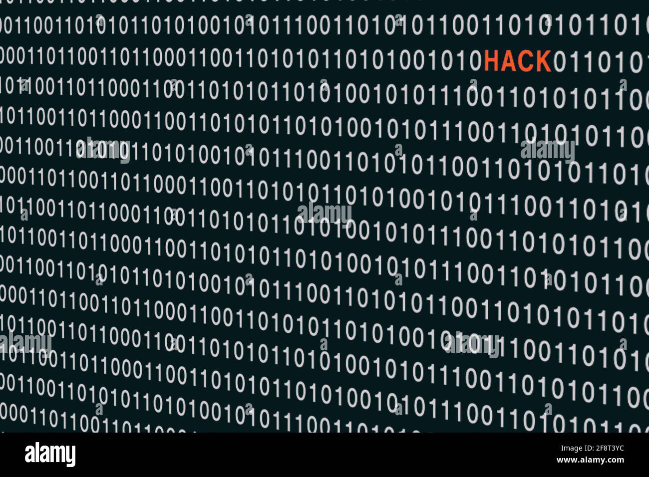 Word HACK in binary code/cybersecurity concept Stock Photo