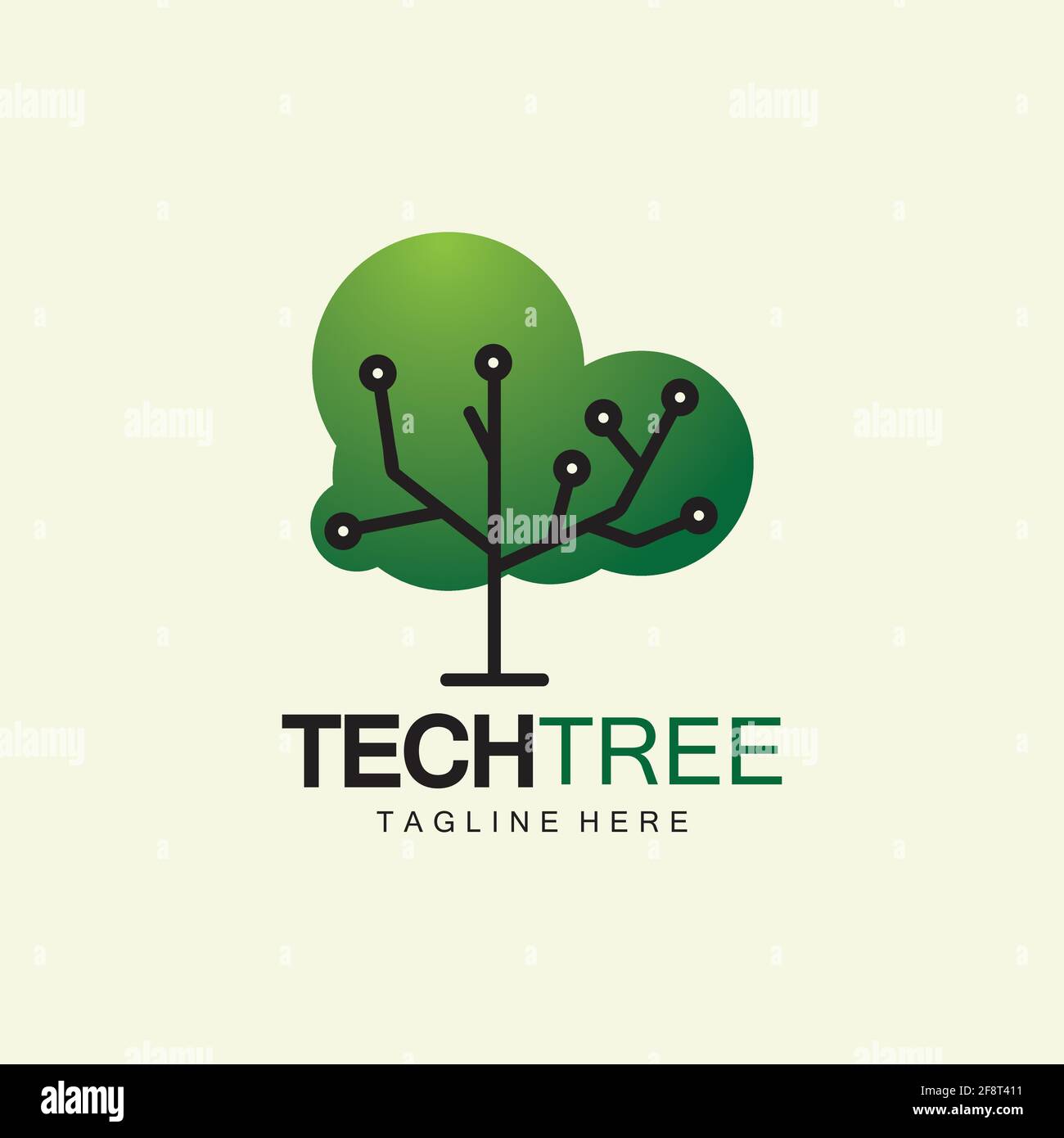 tech tree logo concept,green network technology logo vector.tech tree electrical circuit digital logo vector icon Stock Vector