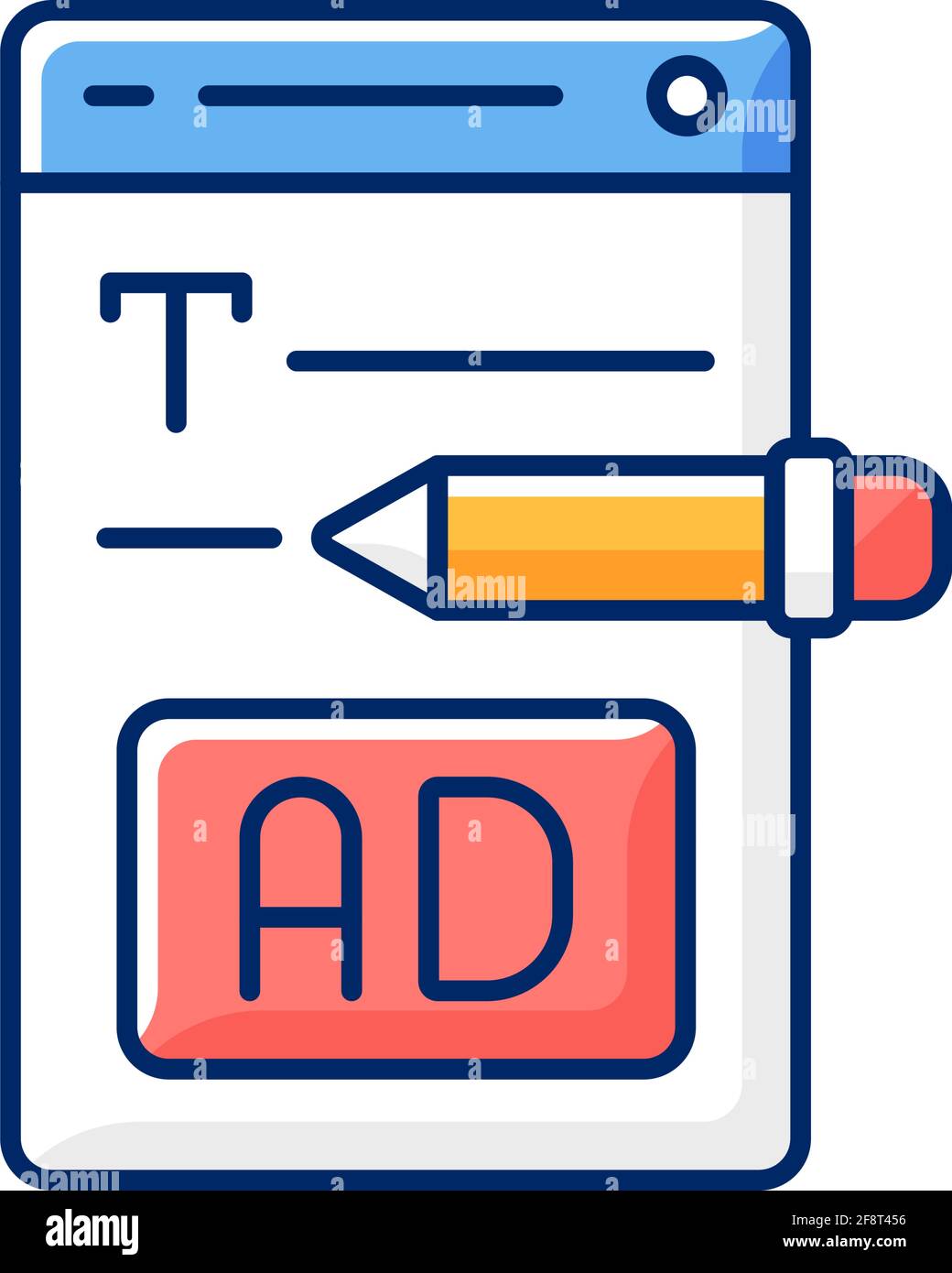 Writing text ads RGB color icon Stock Vector