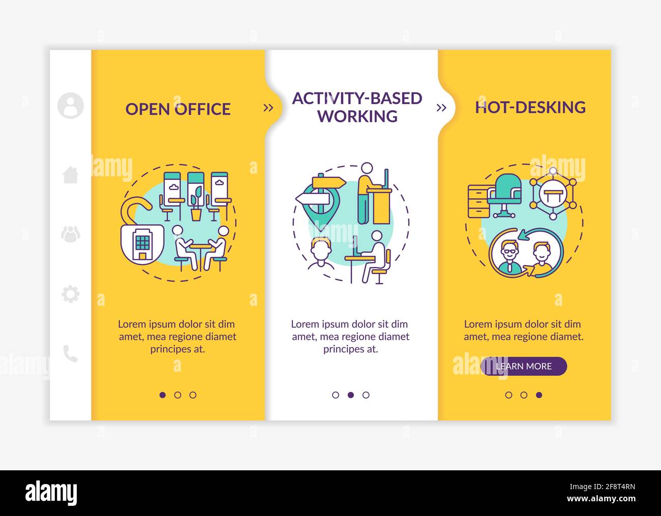Futuristic office environments onboarding vector template Stock Vector