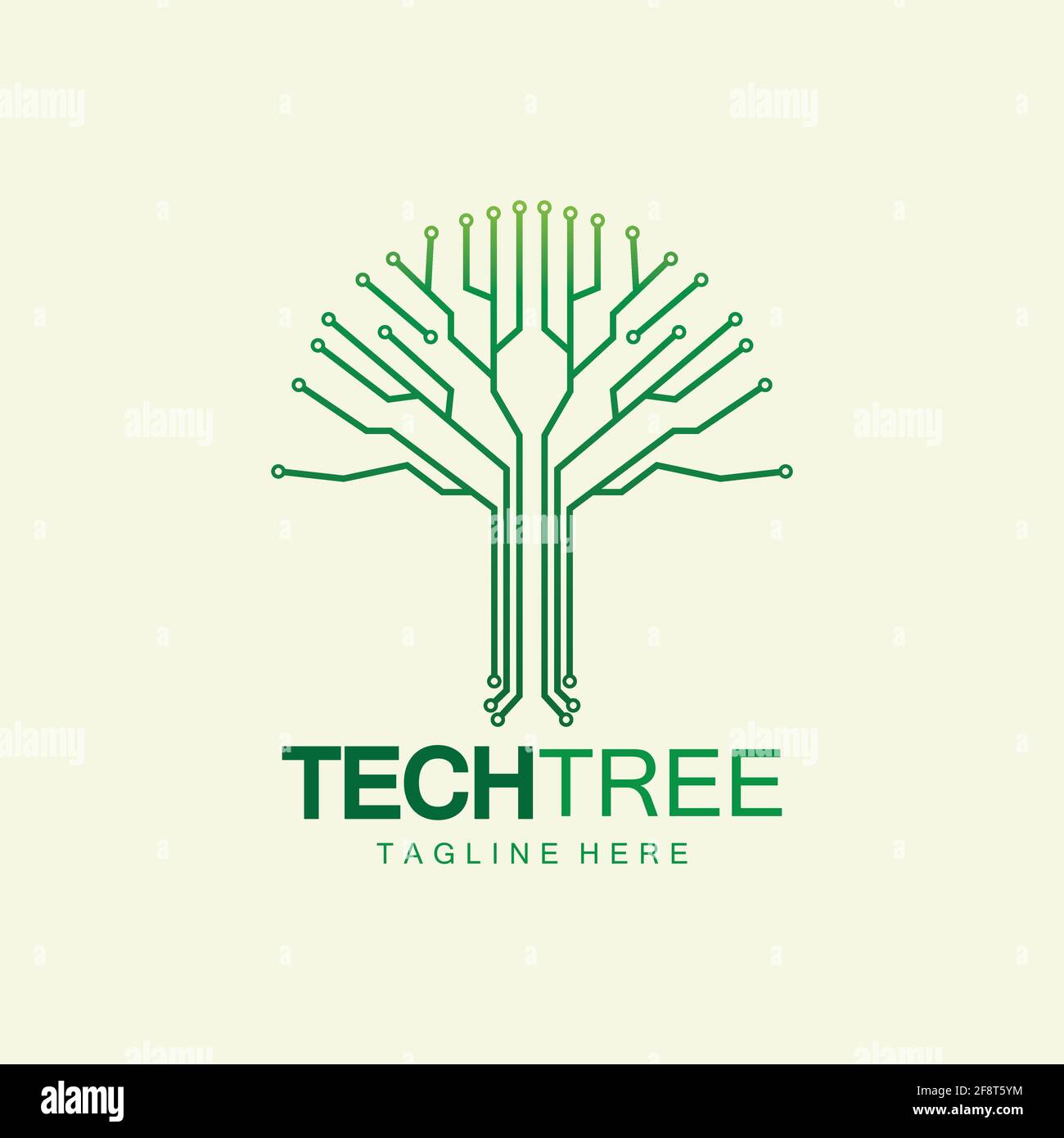 tech tree logo concept,green network technology logo vector.tech tree ...