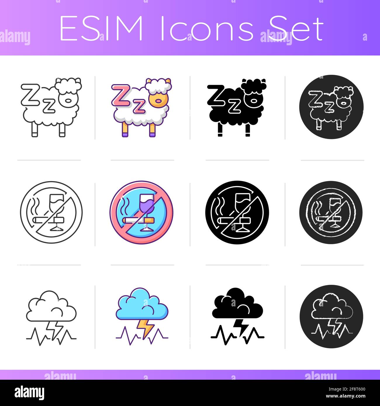 Recommendations for insomnia icons set Stock Vector Image & Art - Alamy