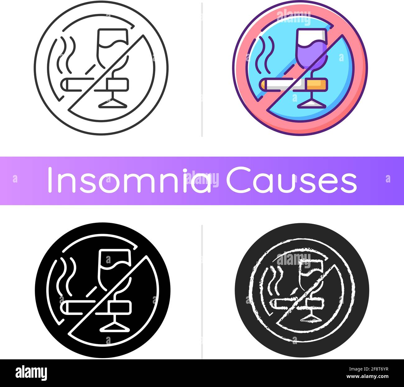 No alcohol and cigarettes icon Stock Vector