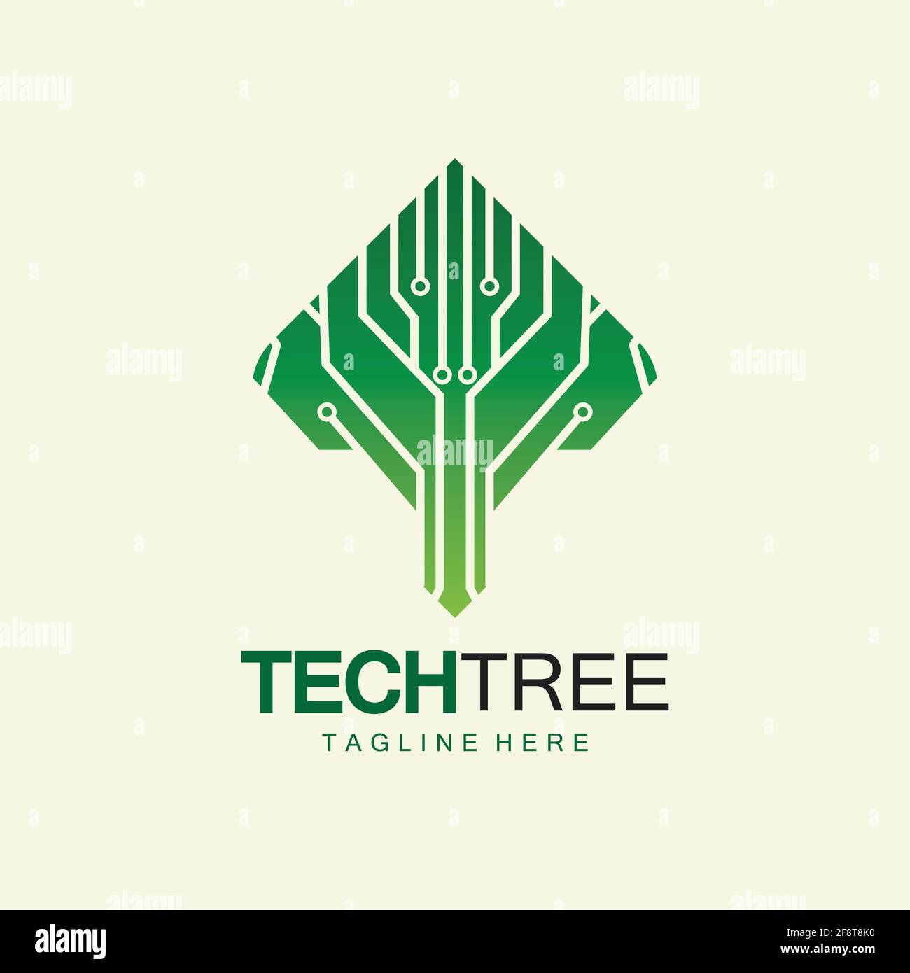 tech tree logo concept,green network technology logo vector.tech tree ...