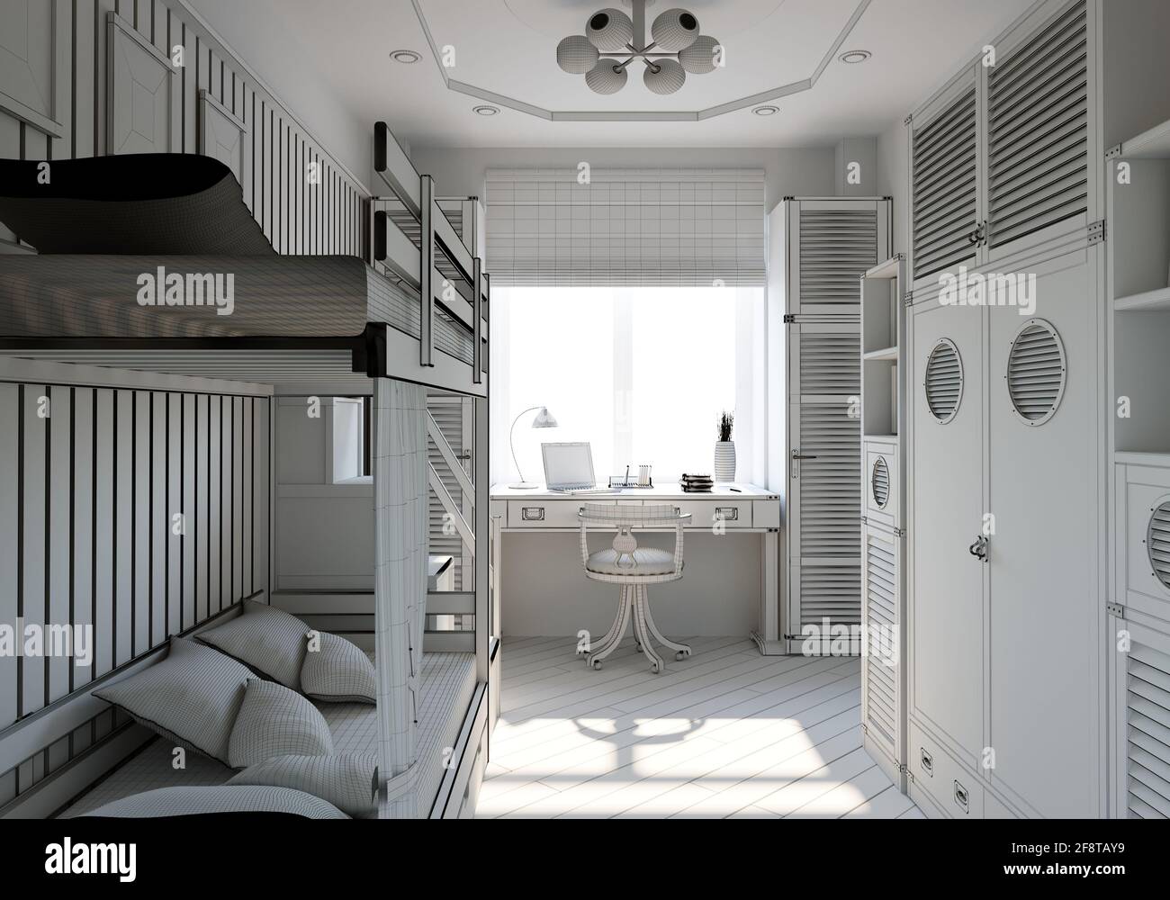children's room, child's room, interior visualization, 3D illustration ...