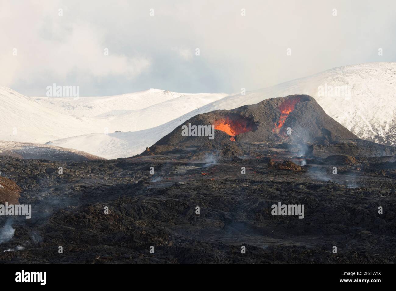 Mt Fagradalsfjall volcanic eruption, just 40 kilometres (25 miles) from