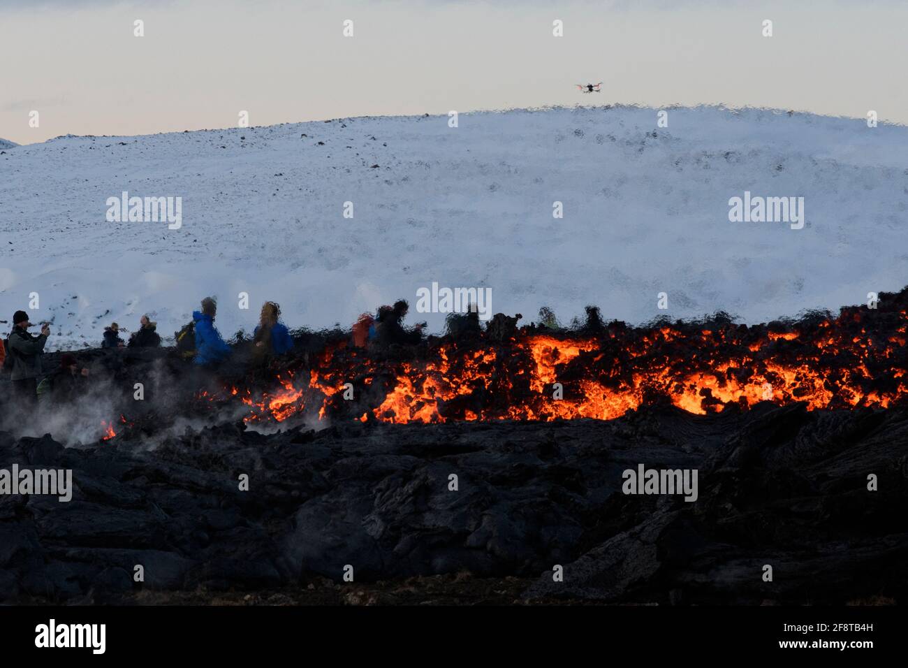 Mt Fagradalsfjall volcanic eruption, just 40 kilometres (25 miles) from