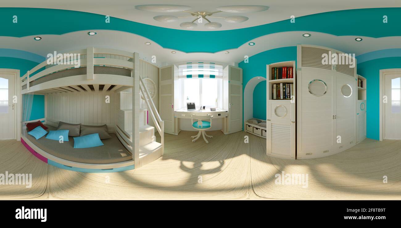 interior visualization, spherical panorama, 3D illustration Stock Photo ...