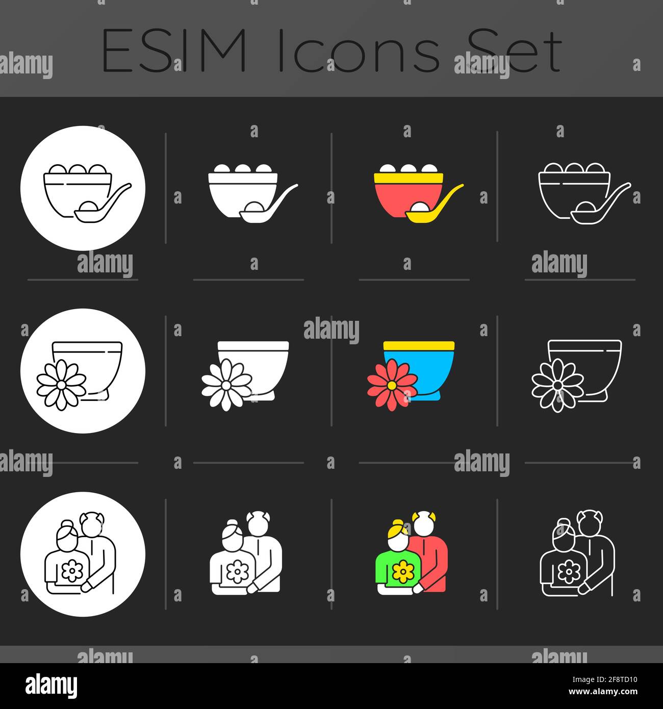 China national holidays dark theme icons set Stock Vector Image & Art ...