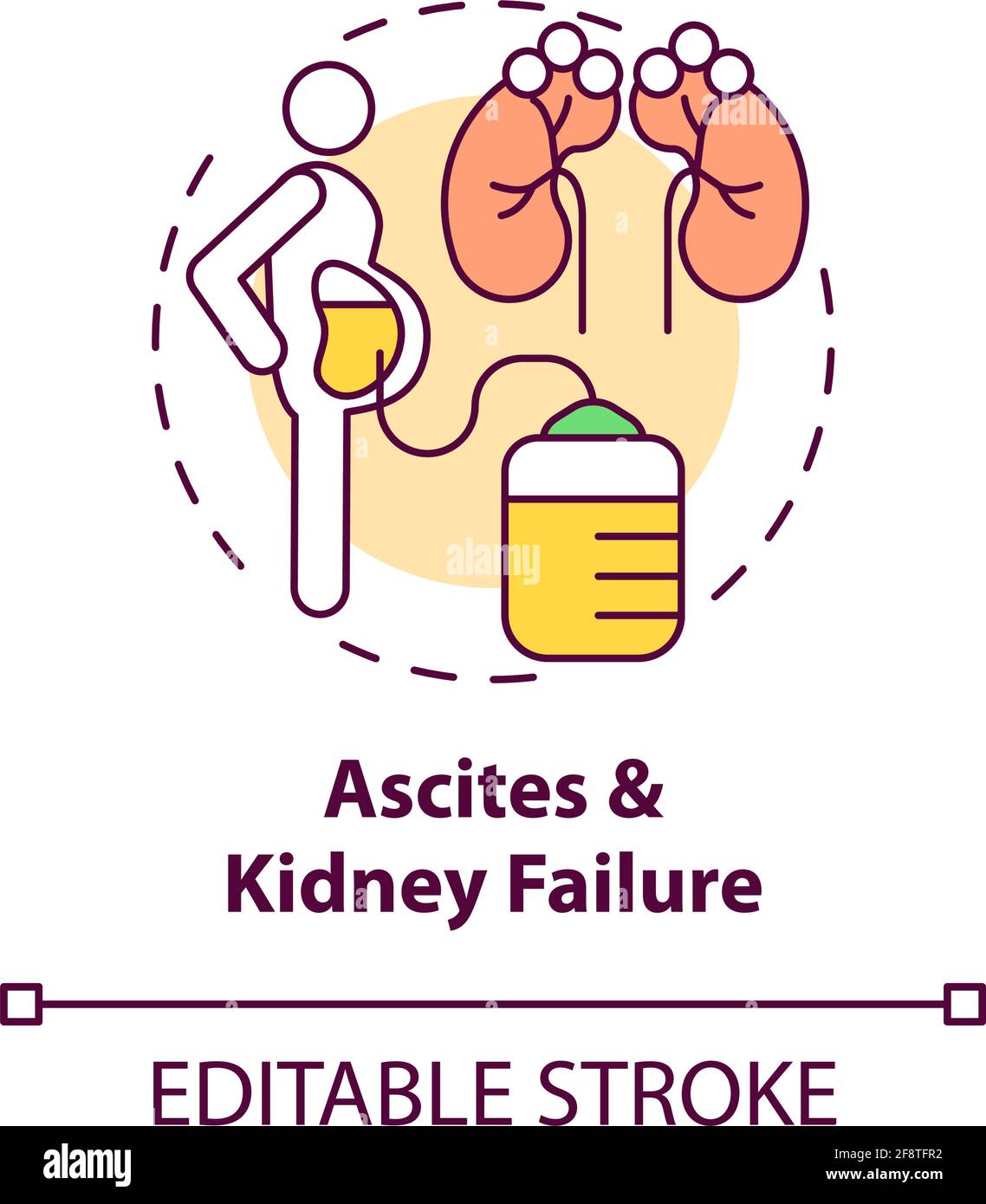 Ascites and kidney failure concept icon Stock Vector