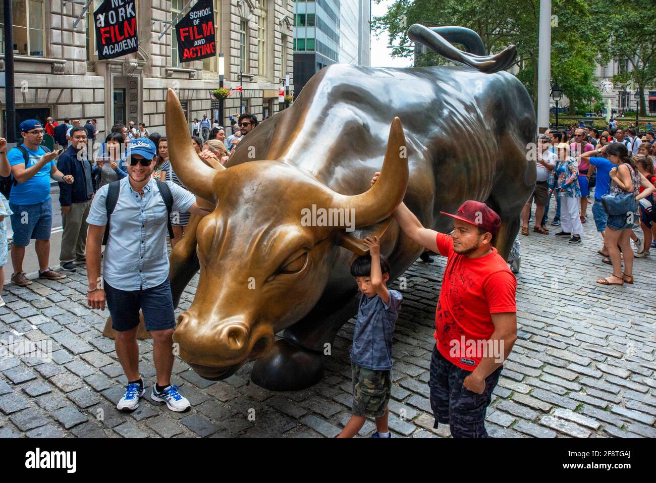 Charging Bull in the financial district of New York City, near Wall