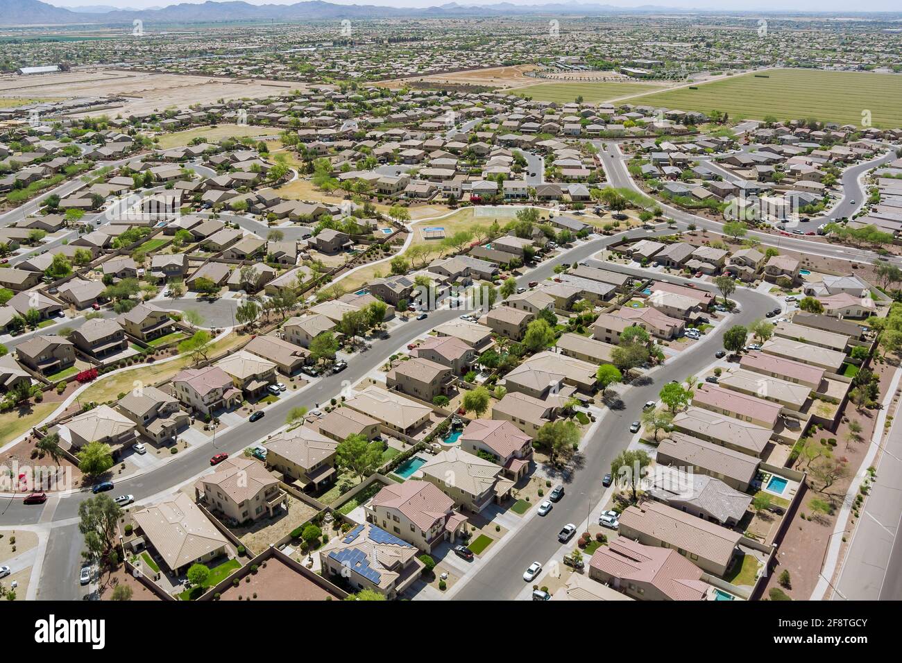 AerialStock  Aerial photograph of North Las Vegas suburbs abutting the Nevada  desert.