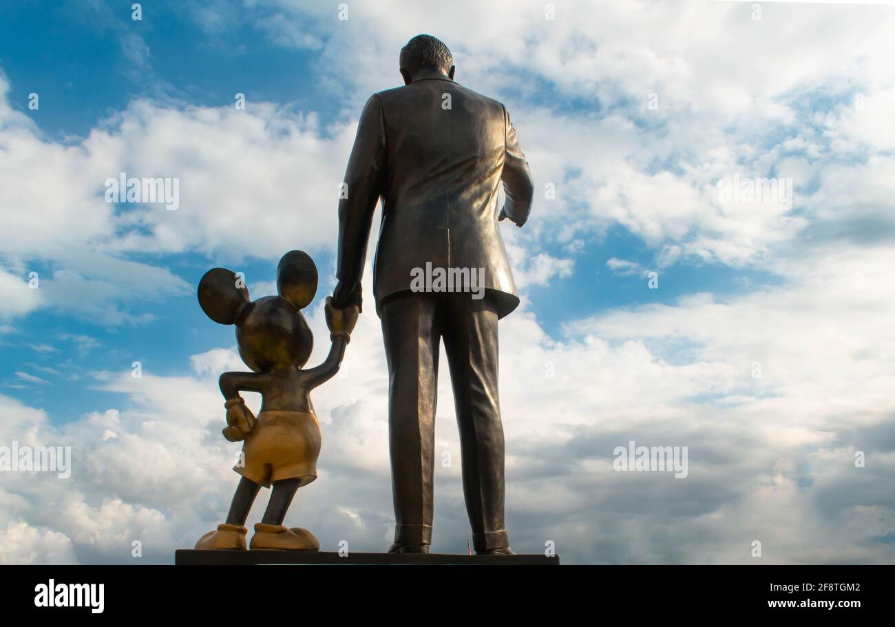 Orlando, Florida. September 02, 2020.Top view of Partners Statue (Walt Disney and Mickey) at Magic Kingdom (163) Stock Photo