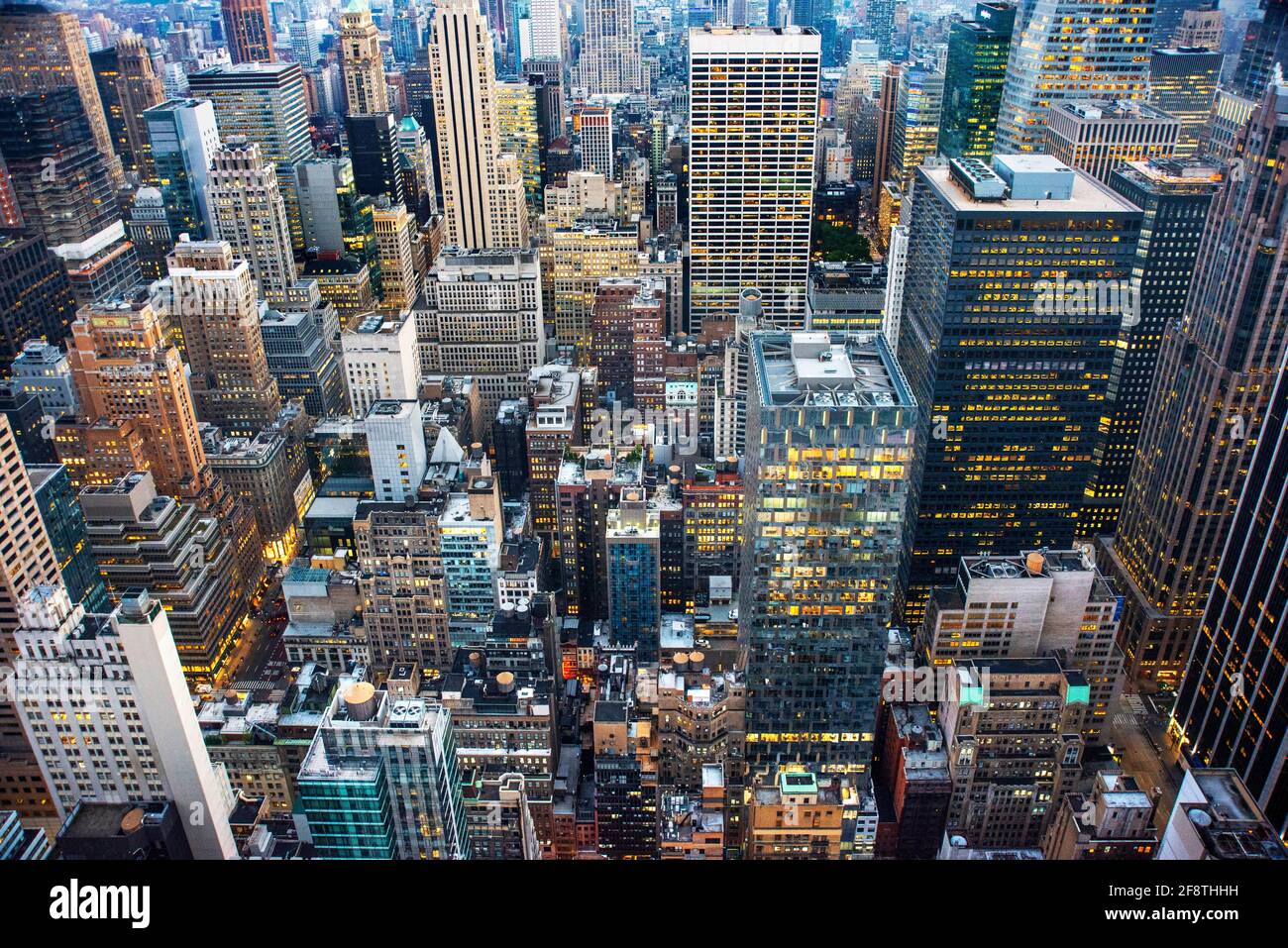 Aerial view of midtown skyscrapers Manhattan downtown New
