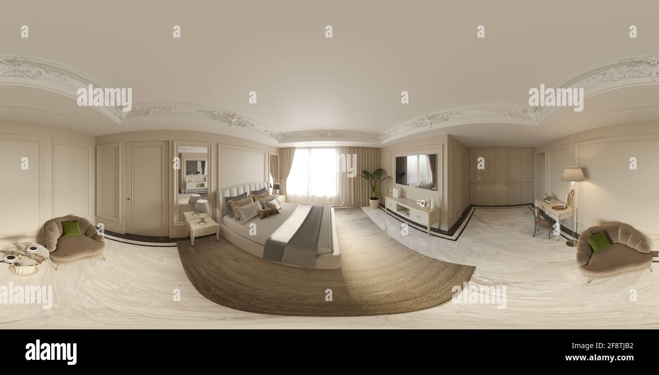 interior visualization, spherical panorama, 3D illustration Stock Photo ...