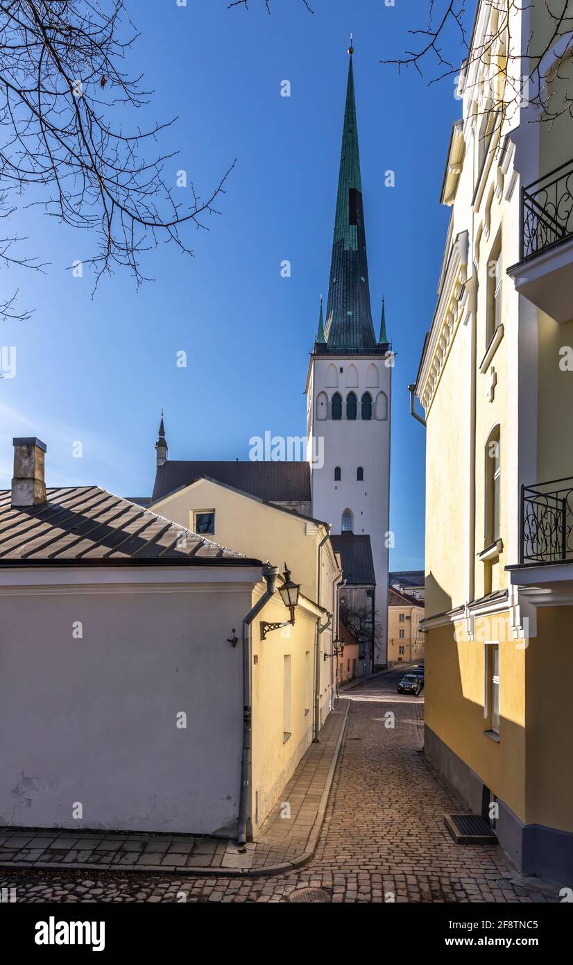 Tallinn, Estonia, 24th March 2021 beautiful medieval buildings of Tallinn old town in Estonia