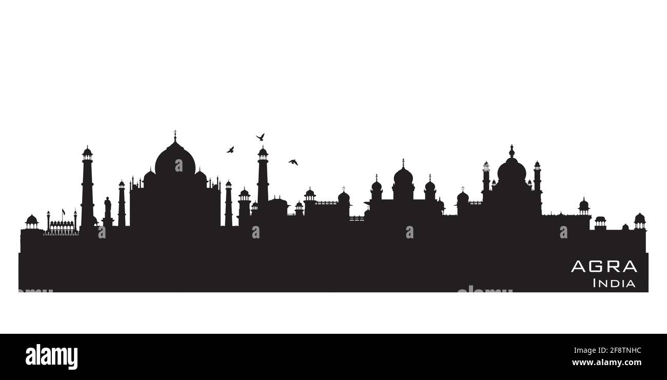 Agra India city skyline Detailed vector silhouette Stock Vector Image