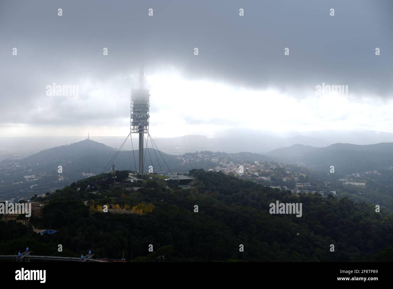 BARCELONA, SPAIN - NOVEMBER 2018: Torre de Collserola radio mast on the Tipidabo hill. Stock Photo