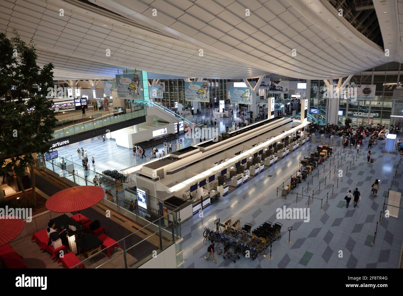 the view inside the Haneda Airport International Terminal in Japan