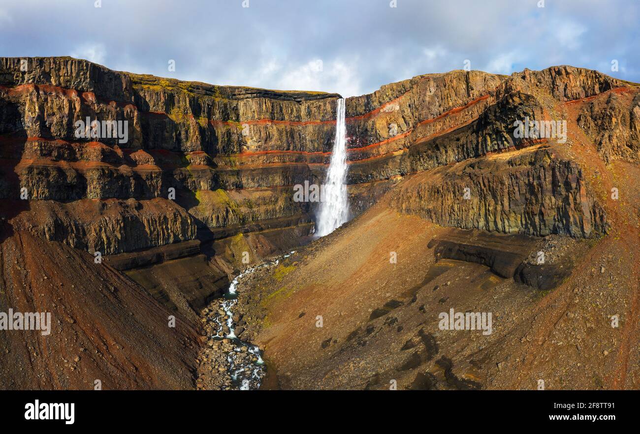Aerial View Of The Henoss Waterfall In East Iceland Stock Photo Alamy