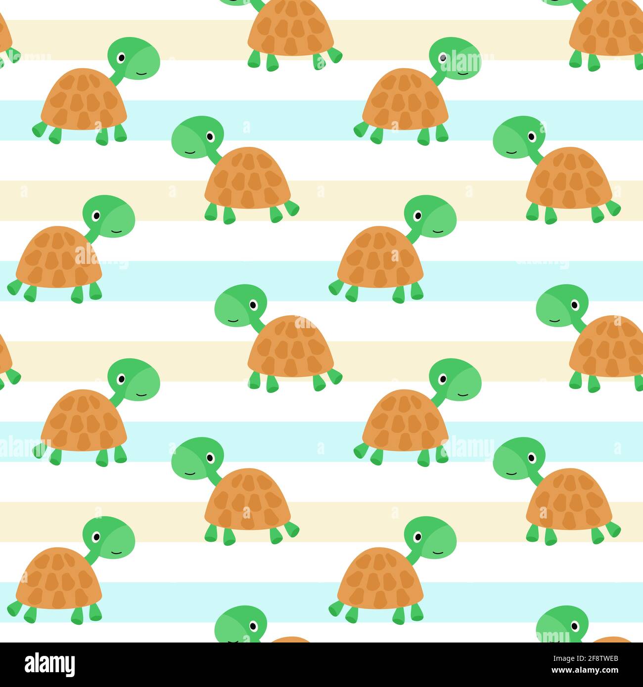 Turtle pattern. Cute cartoon characters, repeating pattern. Vector  background for baby design. Colored stripes, sand and sea Stock Vector  Image & Art - Alamy