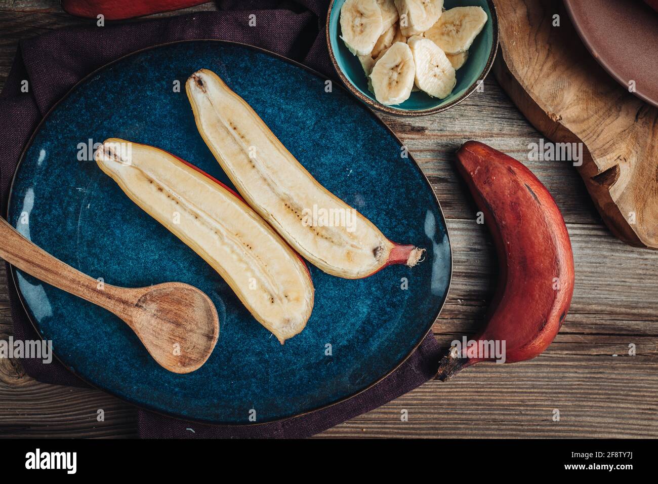 Delicious fresh raw red bananas from South America Stock Photo Alamy