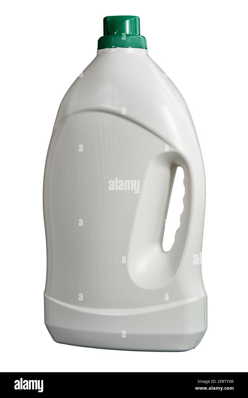 Blank bottle of laundry detergent or fabric softener isolated on white