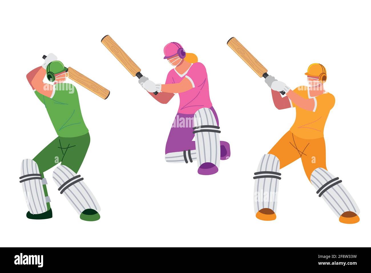 cricket players sport Stock Vector