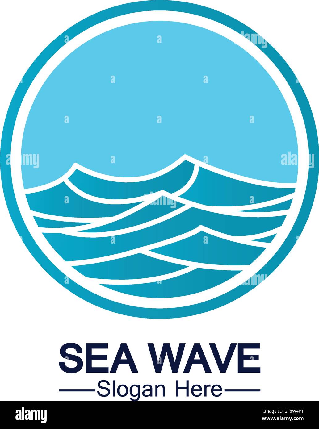 Water wave logo template icon vector illustration design. Wave In Circle Shape Stock Vector