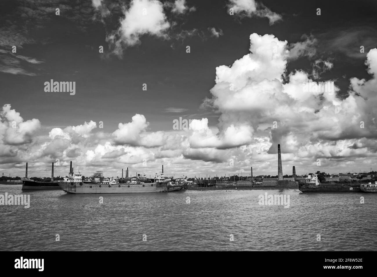 Beautiful Cloudy sky over the riverbank I captured this image on 14 September 2020 from Bangladesh, South Asia Stock Photo