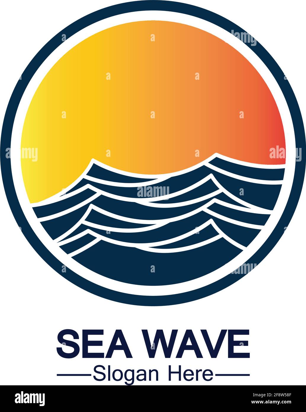 Water wave logo template icon vector illustration design. Wave In Circle Shape Stock Vector