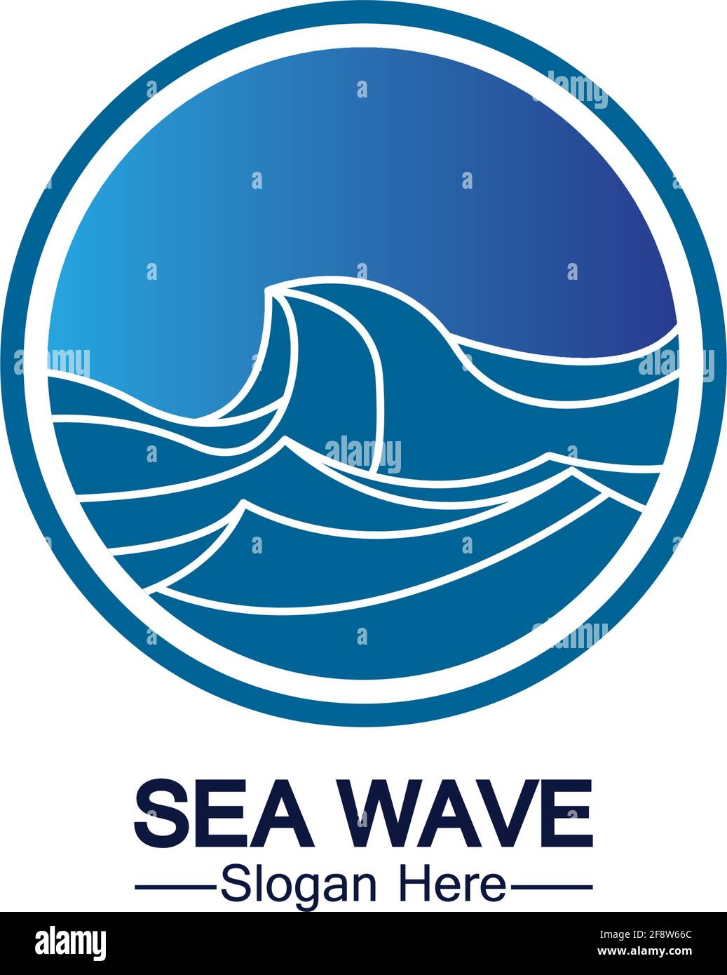 Water wave logo template icon vector illustration design. Wave In Circle Shape Stock Vector