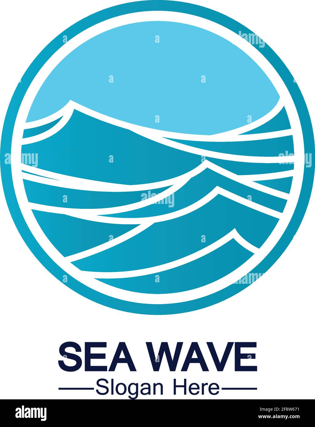 Water wave logo template icon vector illustration design. Wave In Circle Shape Stock Vector