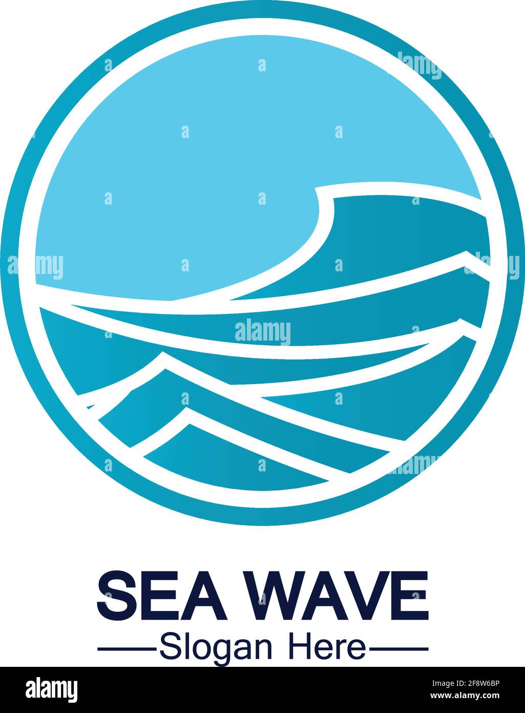 Water wave logo template icon vector illustration design. Wave In Circle Shape Stock Vector