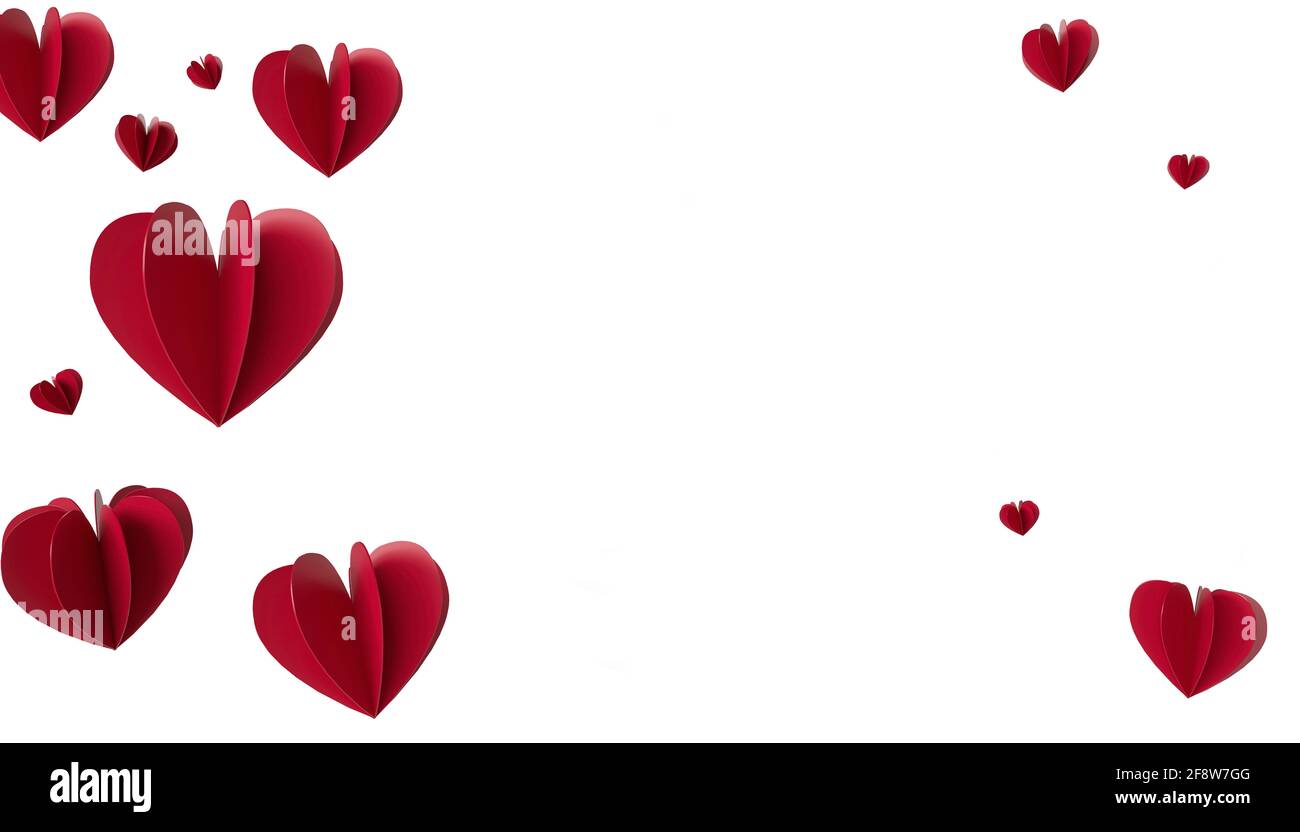 Red 3D heart on white background. Love, Valentine'd day, romantic